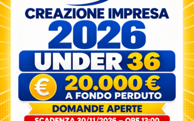 CREAZIONE IMPRESA Under 36: € 20.000 a fondo perduto